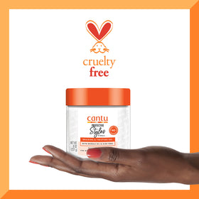 Cantu 8 oz jar in hand demonstrating true size and travel-friendly convenience