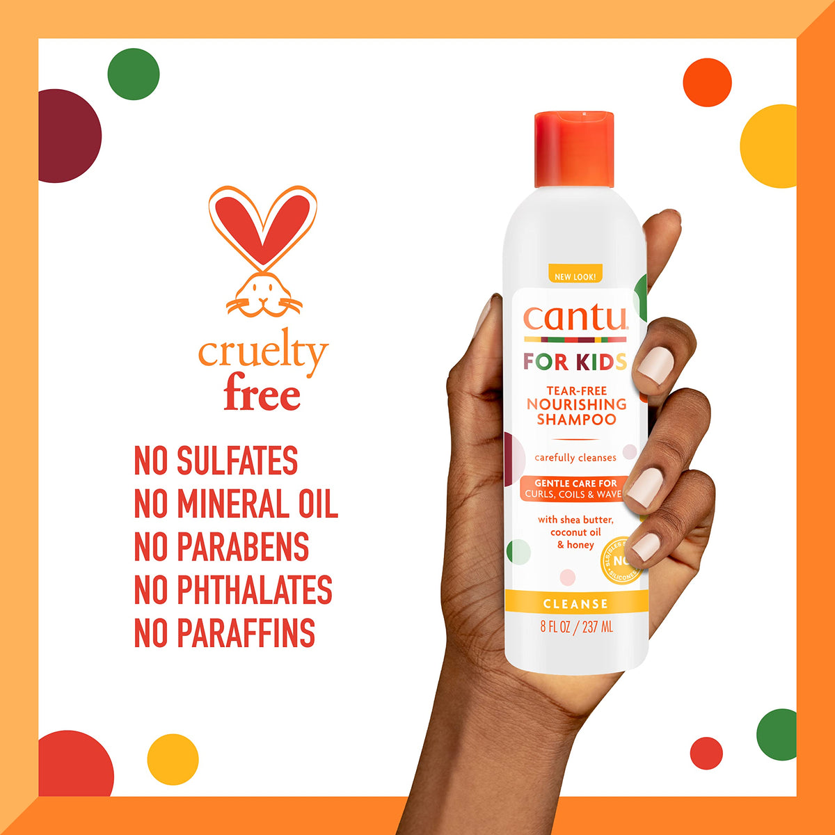Cantu bottle beside ruler showing 8 fl oz scale and portion clarity benefit