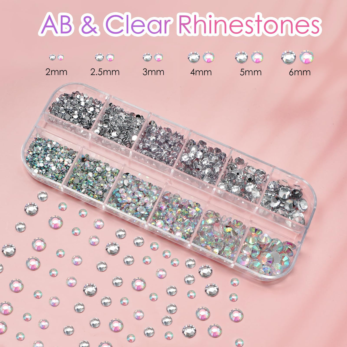 CANVALITE AB and clear rhinestones close-up showing brilliance for nail accents