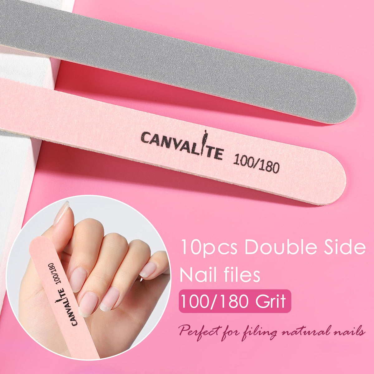 CANVALITE before and after natural nails highlighting smoother, glossier finish