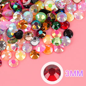CANVALITE spread of multicolor 3mm gems with ruler for size and scale clarity