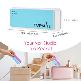 CANVALITE travel pouch with tools staged for easy on-the-go nail maintenance