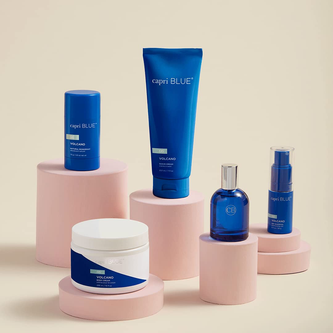 Capri Blue mist texture captured mid-air conveying fine spray and lasting scent