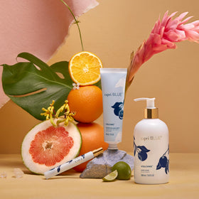 Capri Blue foamy lather texture on hand, shows moisturizing plant-based glycerin benefit