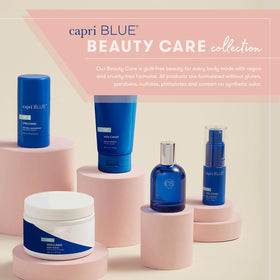 Capri Blue Volcano refill styled in a bathroom showing elevated decor and continuous scent benefit