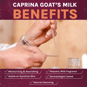 Caprina by Canus rich creamy lather on palm demonstrating gentle cleansing