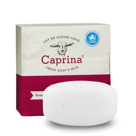 Caprina by Canus front packaging showing three original goat milk bars and benefits