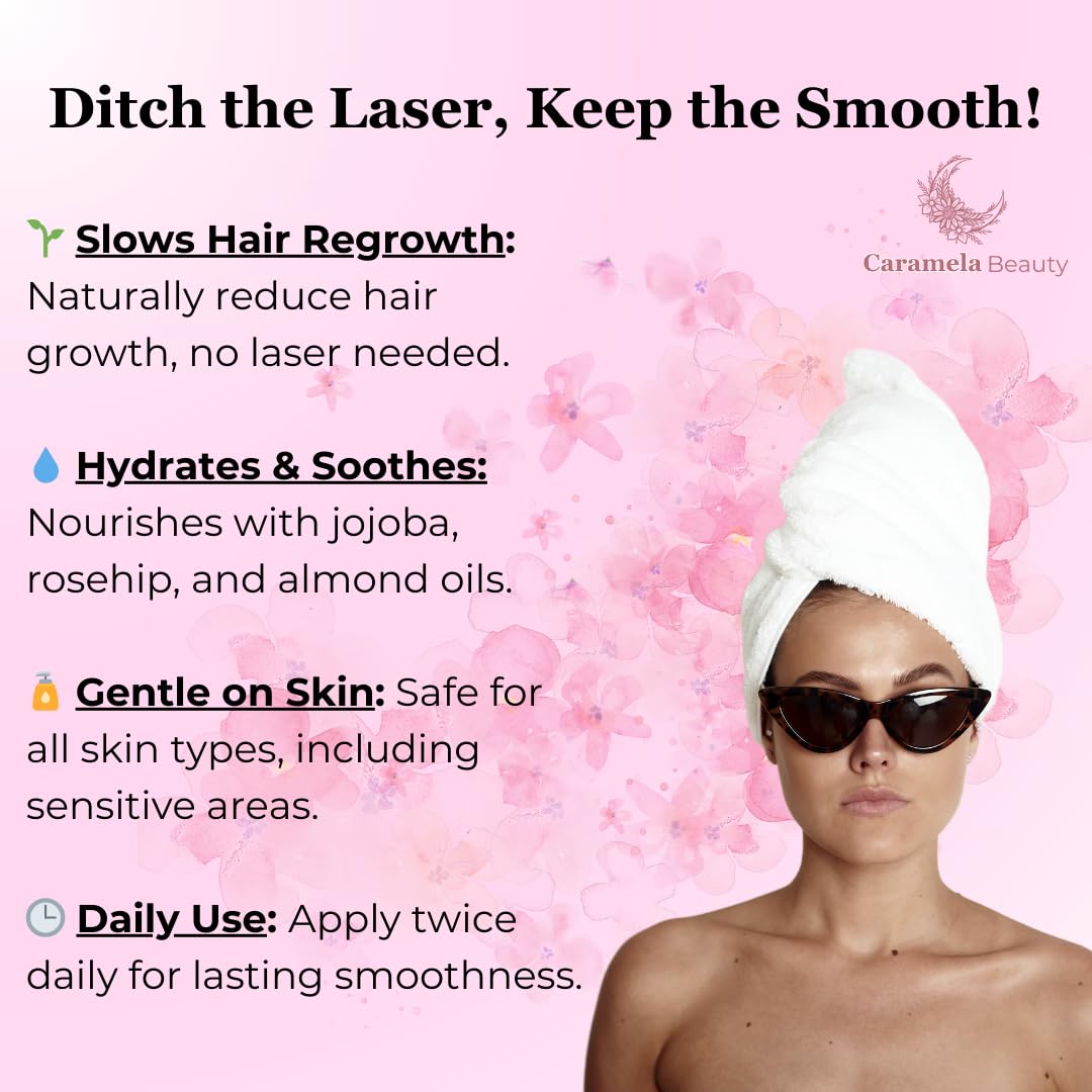 Applying Caramela Beauty oil to freshly shaved legs to smooth and hydrate skin quickly