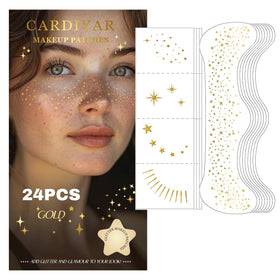 Cardiyar front packaging showing 24 gold glitter freckles, perfect for giftable sparkle