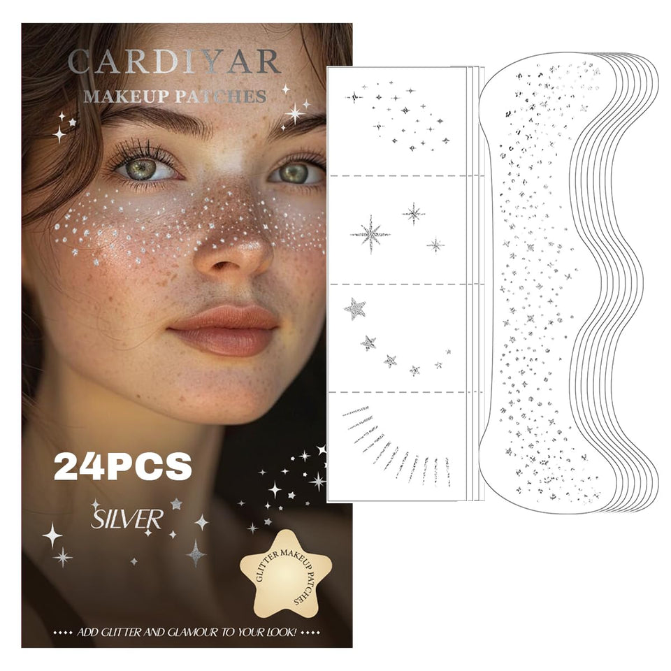 Cardiyar front packaging showing 24 glitter freckles and benefits