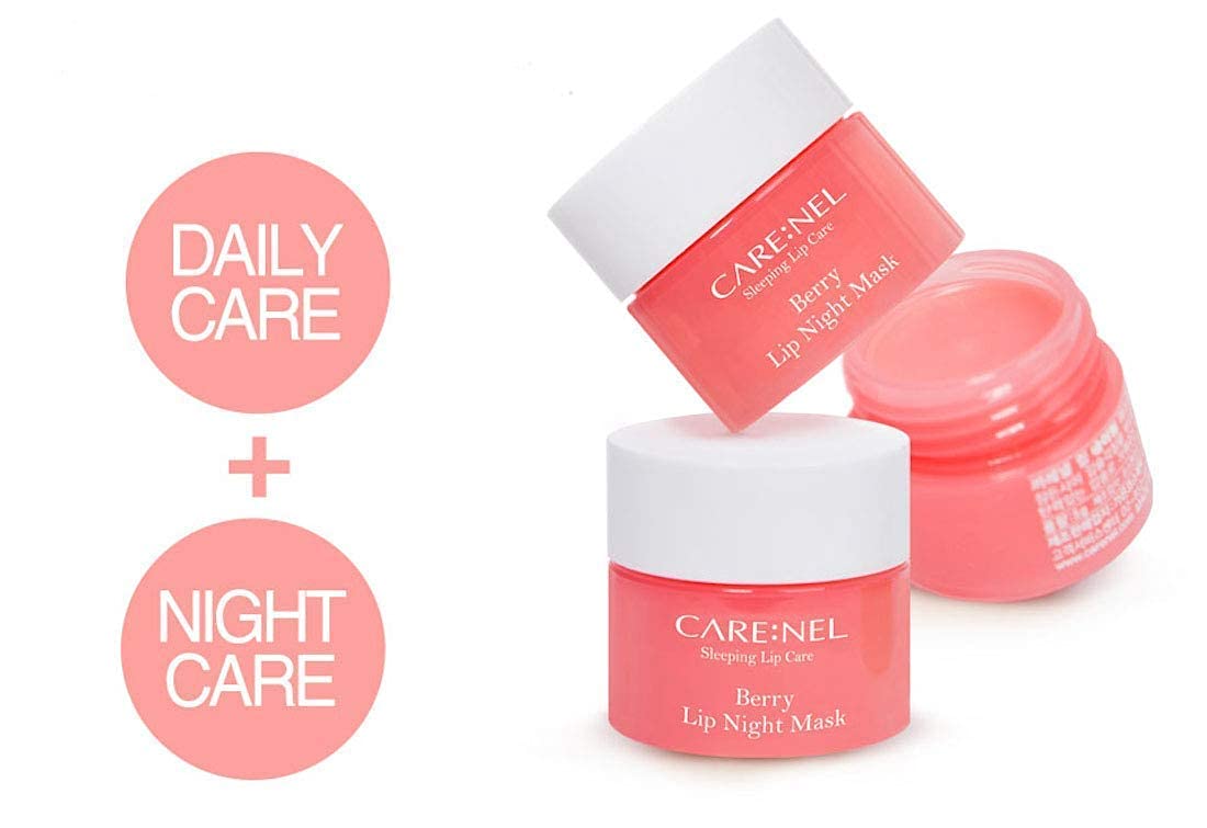 CARE:NEL using lip mask at night showing overnight hydration benefit