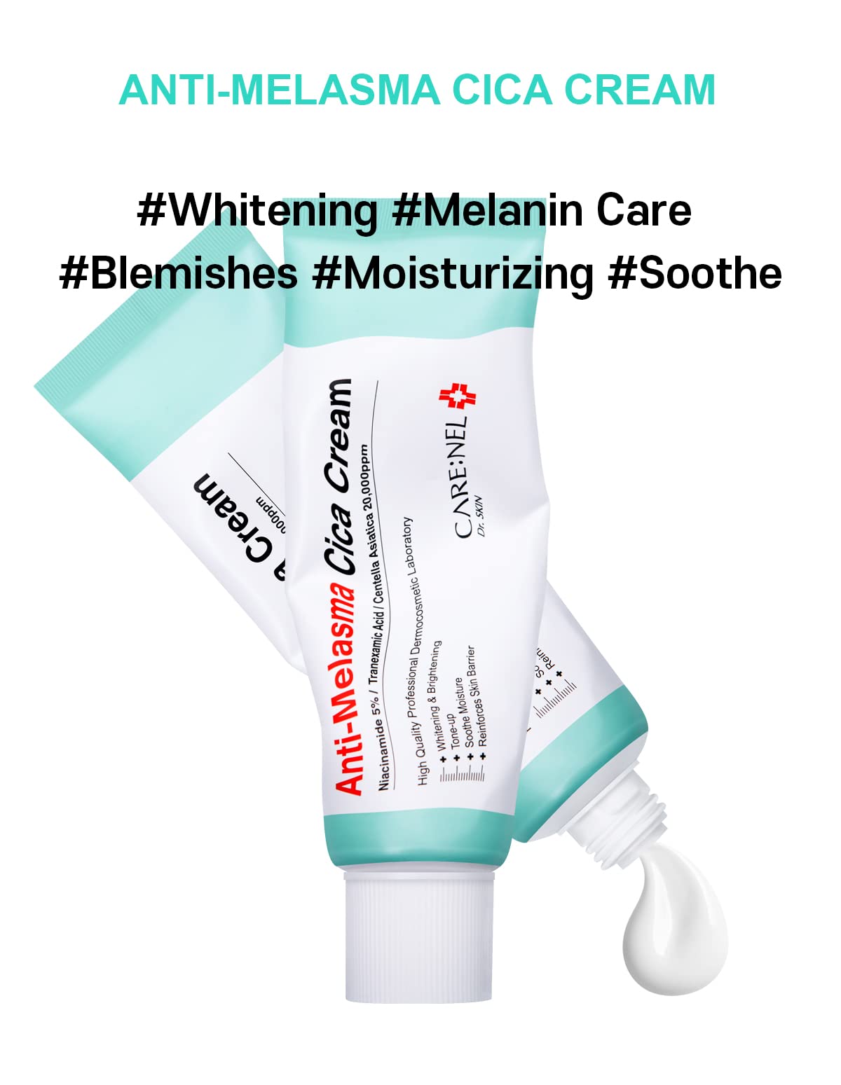 CARE:NEL pipette with niacinamide solution emphasizing brightening power