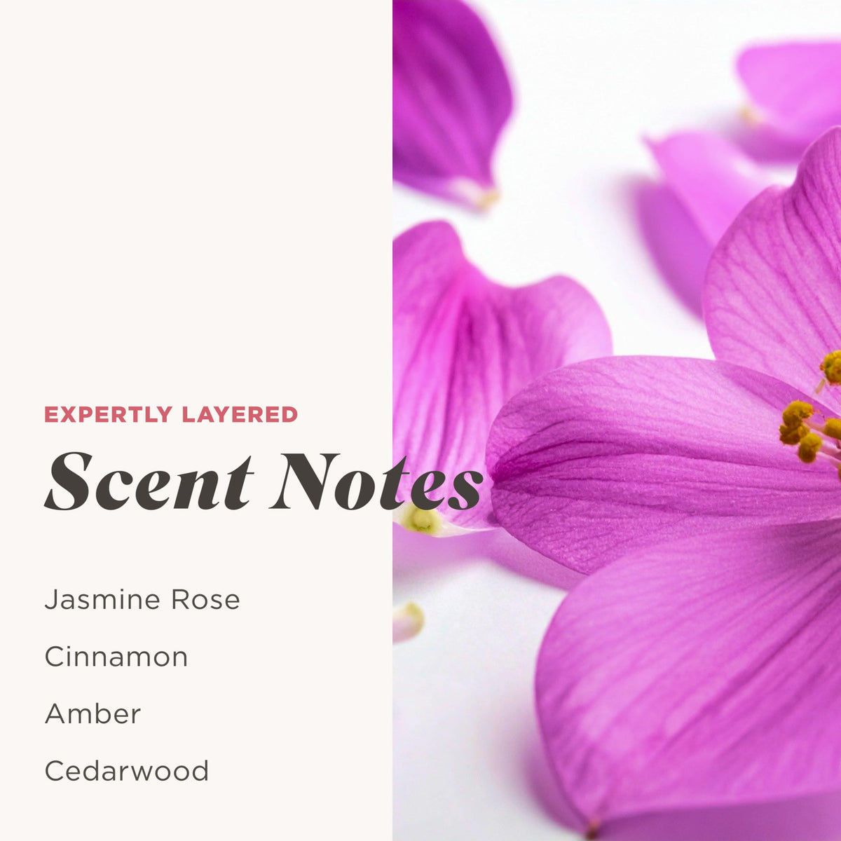 Key ingredients label on Caress bottle showing hyaluronic acid and vitamin B3 for hydration