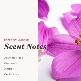 Key ingredients label on Caress bottle showing hyaluronic acid and vitamin B3 for hydration