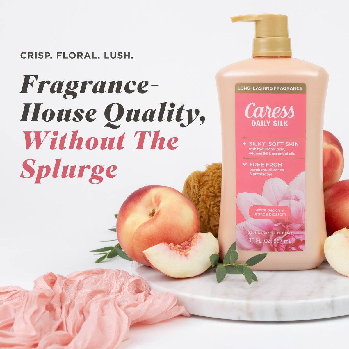 Caress creamy lather texture illustrating rich foam and softening effect