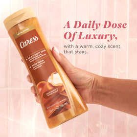 Caress product label showing active ingredients and dermatologist-tested benefit