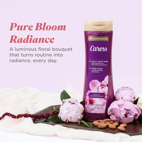 Texture of Caress wash on skin close-up showing silky smooth finish