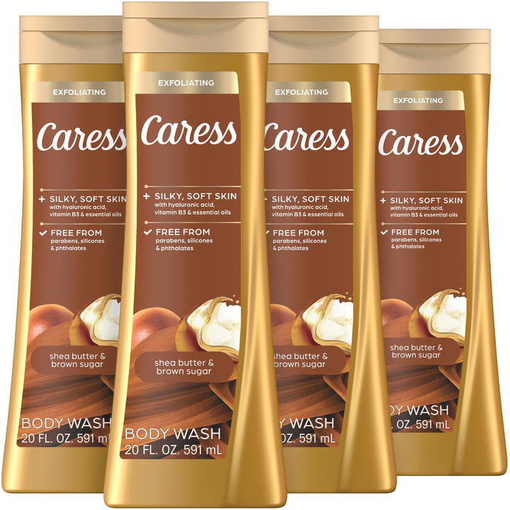 Caress bottle front packaging showing shea butter brown sugar fragrance benefit