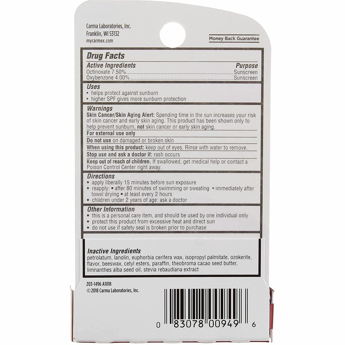 Carmex click-stick cherry close-up texture highlighting smooth hydration