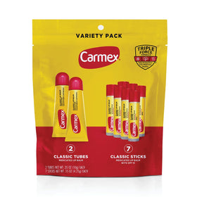 Carmex front packaging bag showing variety pack and convenience