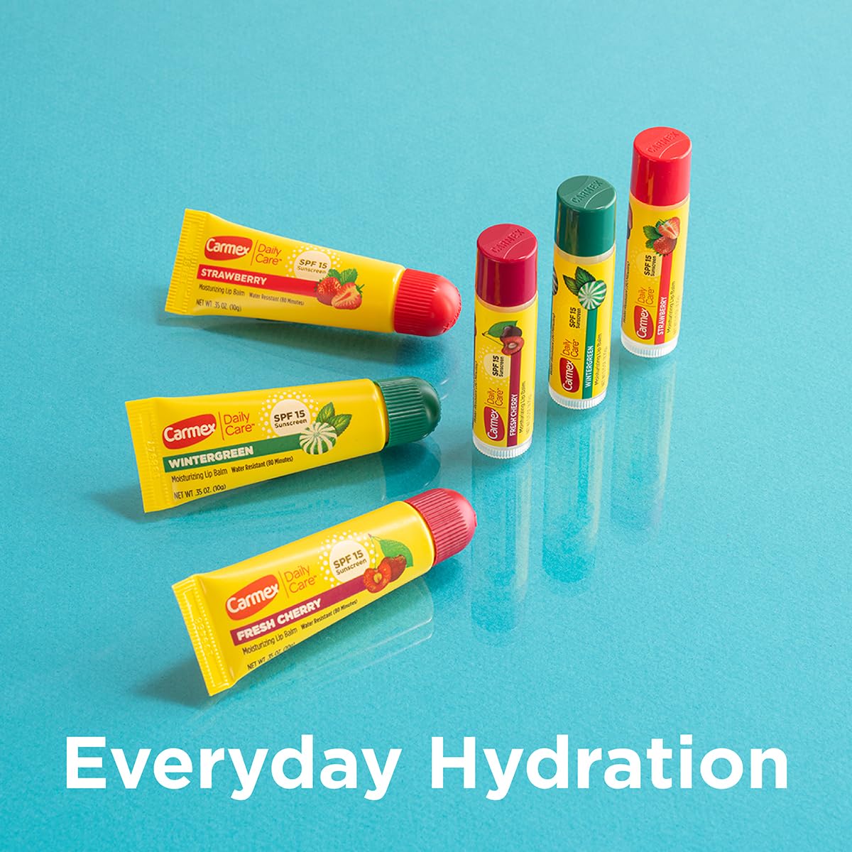 Carmex applied outdoors from stick during activity for quick protection