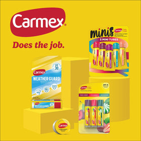 Carmex SPF 15 label close-up showing sun protection information