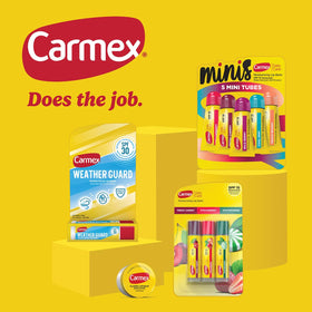 Carmex balm texture on fingertip showing smooth, hydrating application