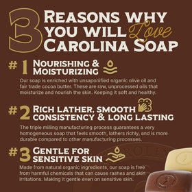 Carolina Castile rich foamy lather on soap demonstrating creamy cleansing