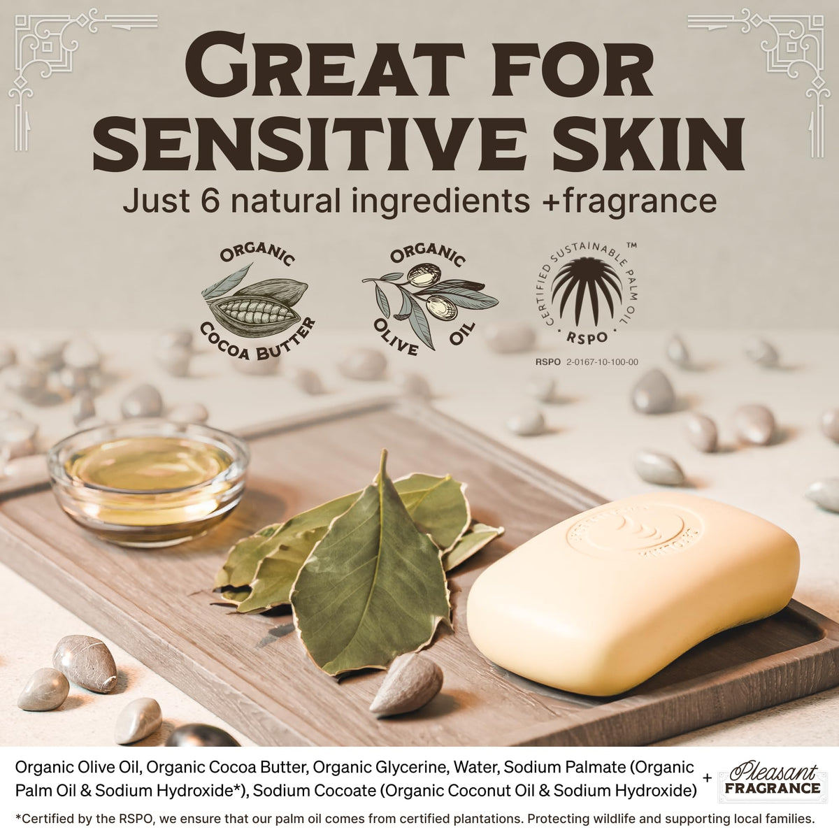 Carolina Castile close texture of triple-milled soap highlighting long-lasting density