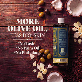 Carolina Castile ingredient label close-up showing olive oil and cocoa butter content
