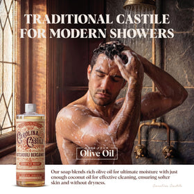 Carolina Castile Soap with patchouli leaf close-up showing natural fragrance source