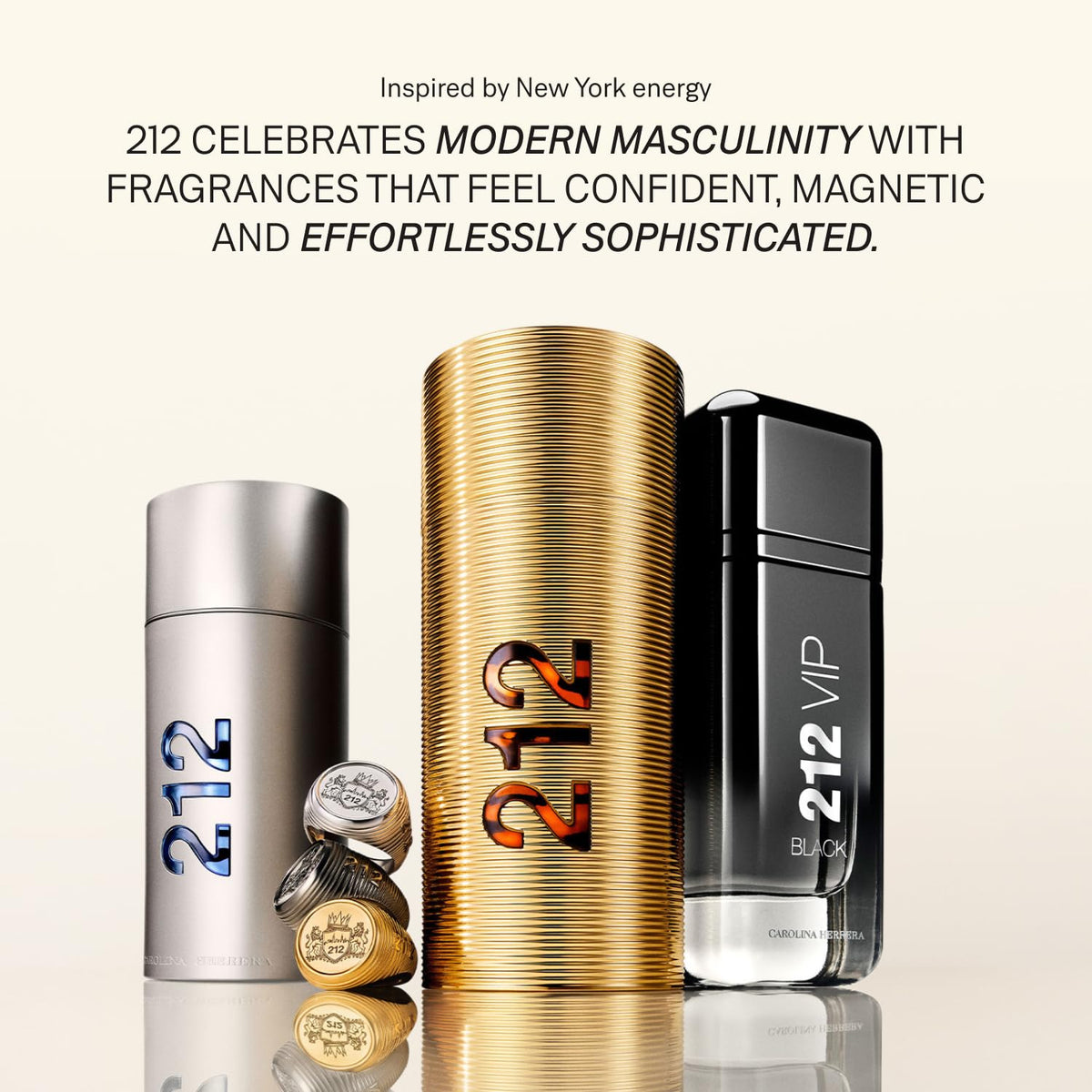 Carolina Herrera 212 with sandalwood texture illustrating warm woody base and depth