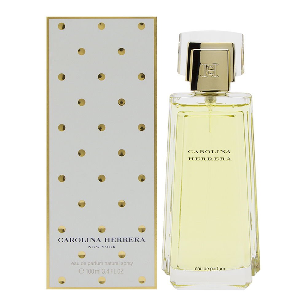 Carolina Herrera bottle front view highlighting elegant design and convenient spray application
