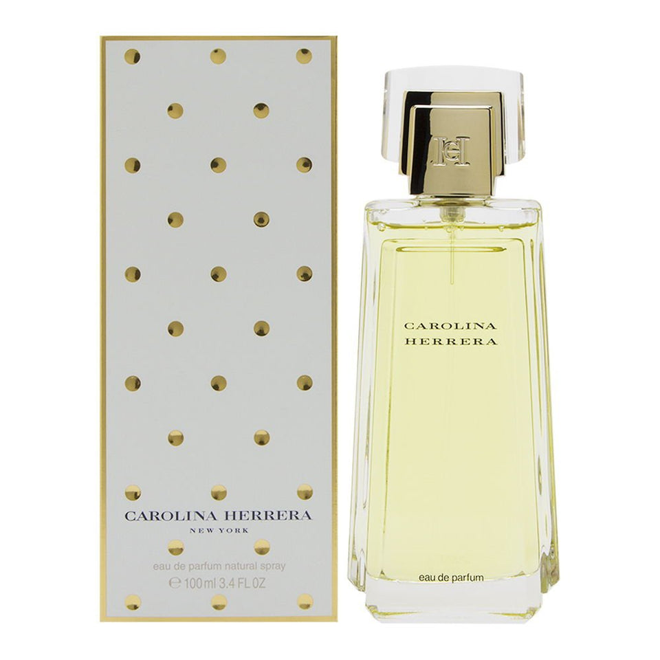 Carolina Herrera bottle front view highlighting elegant design and convenient spray application