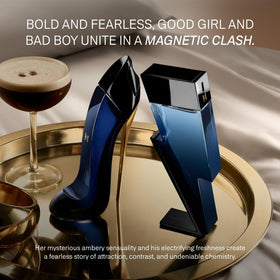 Carolina Herrera Good Girl held in hand to show 2.7 oz scale and travel practicality benefit