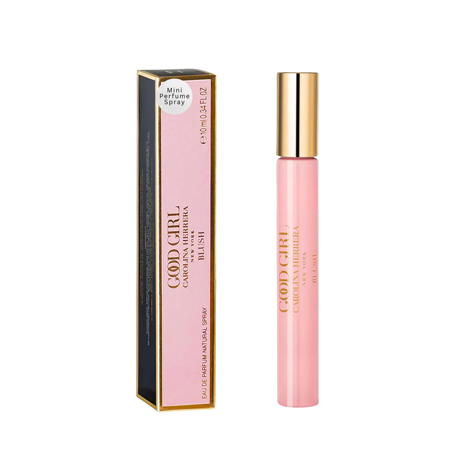 Carolina Herrera Good Girl Blush front bottle showing elegant mini design and instant recognition benefit