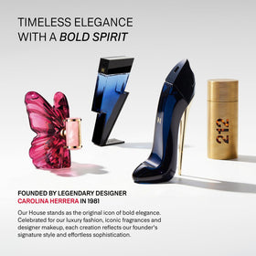 Carolina Herrera La Bomba lifestyle evening setting conveying warm, elegant wear