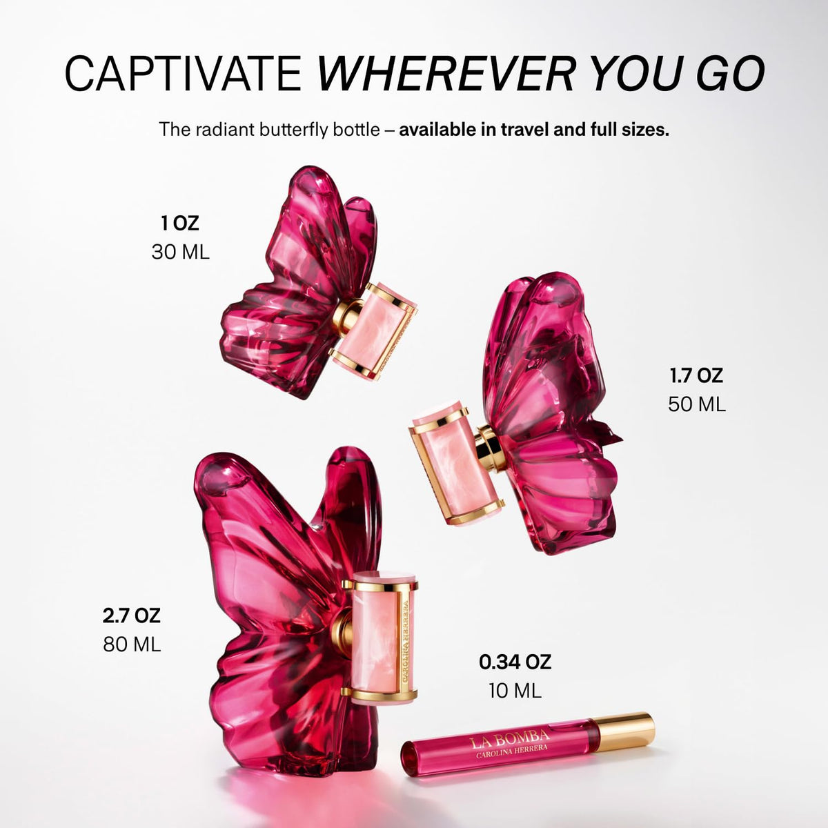 Carolina Herrera La Bomba notes graphic showing pitahaya peony frangipani vanilla and patchouli