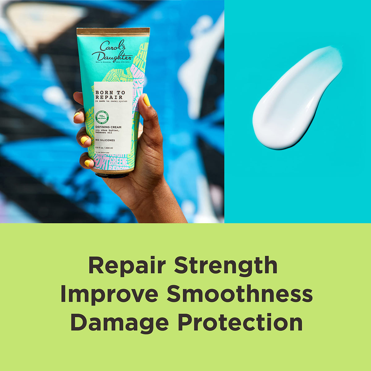 Carol's Daughter leave-in applied to damp hair showing easy spread