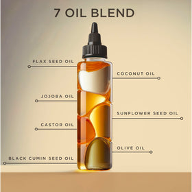 Carol's Daughter bottle with ingredient list flatlay showing botanical blend benefit