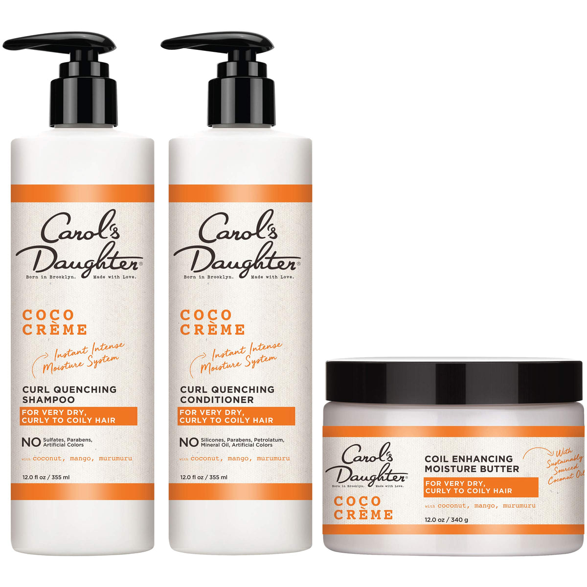 Carol's Daughter front packaging showing trio set and hydration benefits