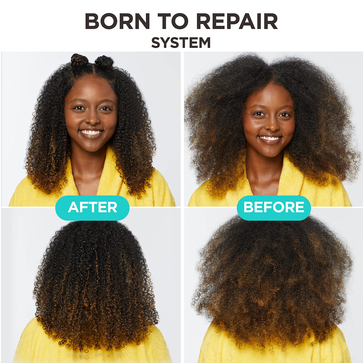 Carol's Daughter before and after curls showing reduced frizz and definition
