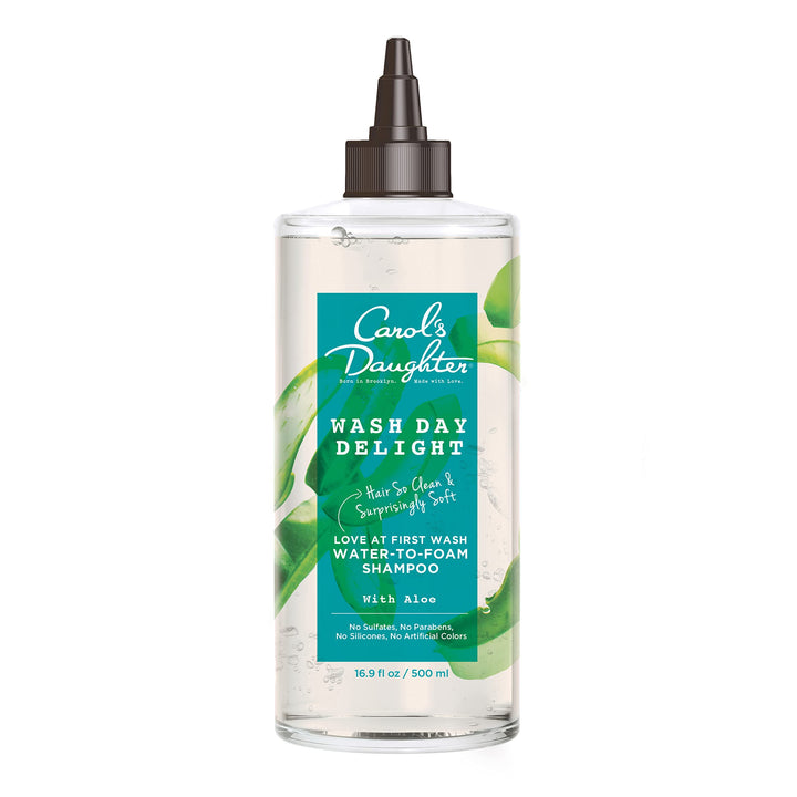 Carol's Daughter front bottle shot showing micellar shampoo and quick benefits