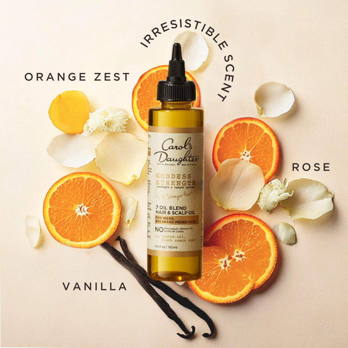 Carol's Daughter oil on curly hair in lifestyle shot enhancing shine benefit