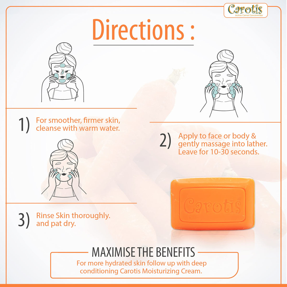 CAROTÏS bar in hand illustrating 80 g size and easy daily use