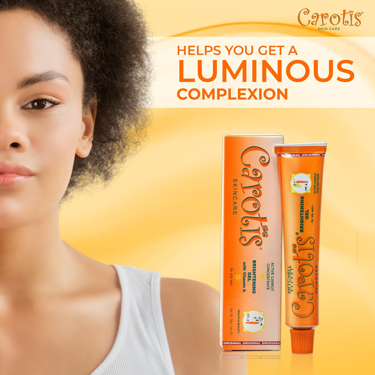 CAROTÏS on bathroom shelf in routine setting illustrating daily brightening use