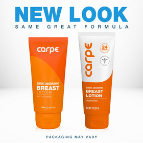 Carpe close-up of lotion texture showing lightweight absorbent blend