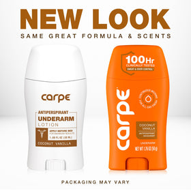 Carpe nozzle open ready to dispense lotion antiperspirant for easy application