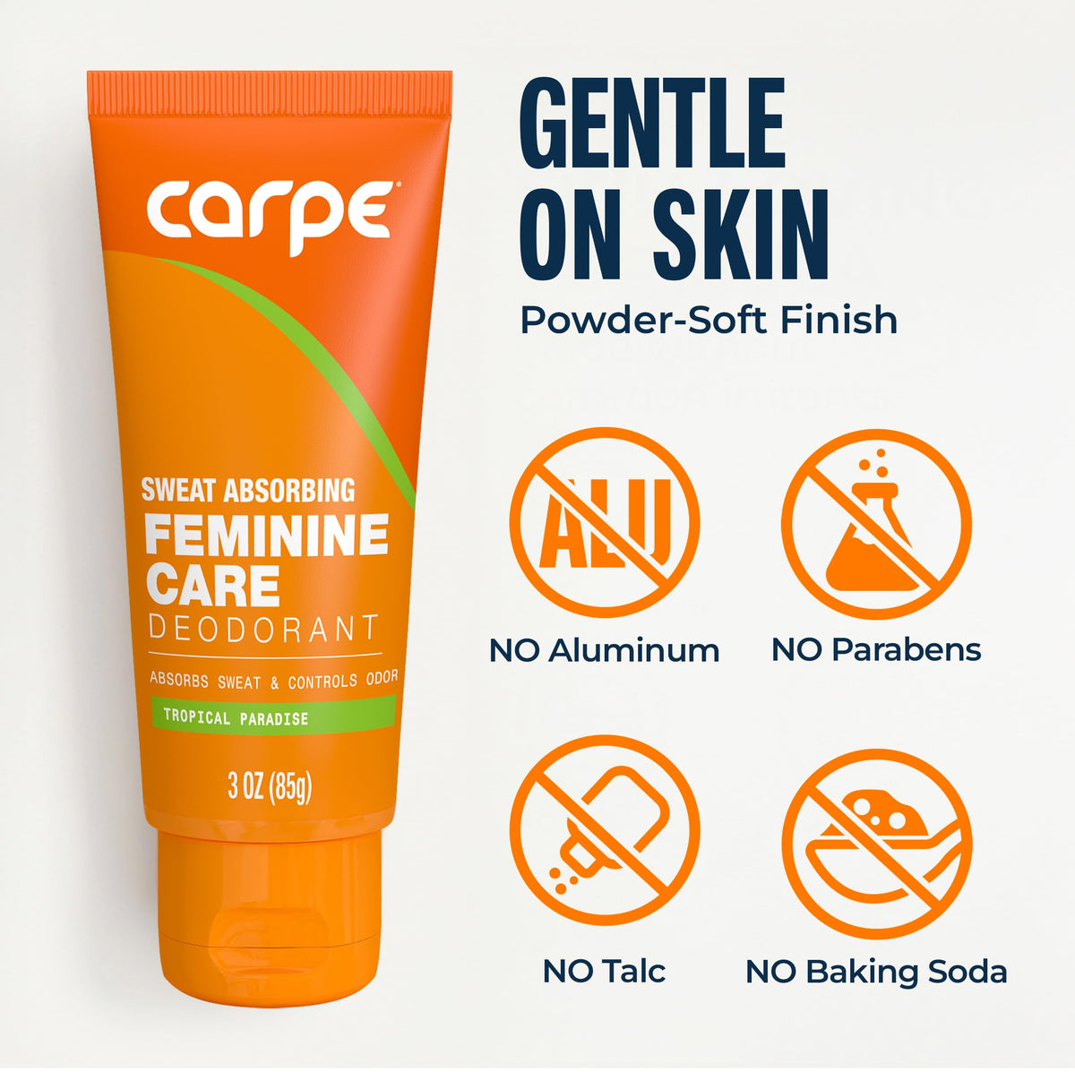 Carpe applied to bikini line illustrating gentle external use and odor control