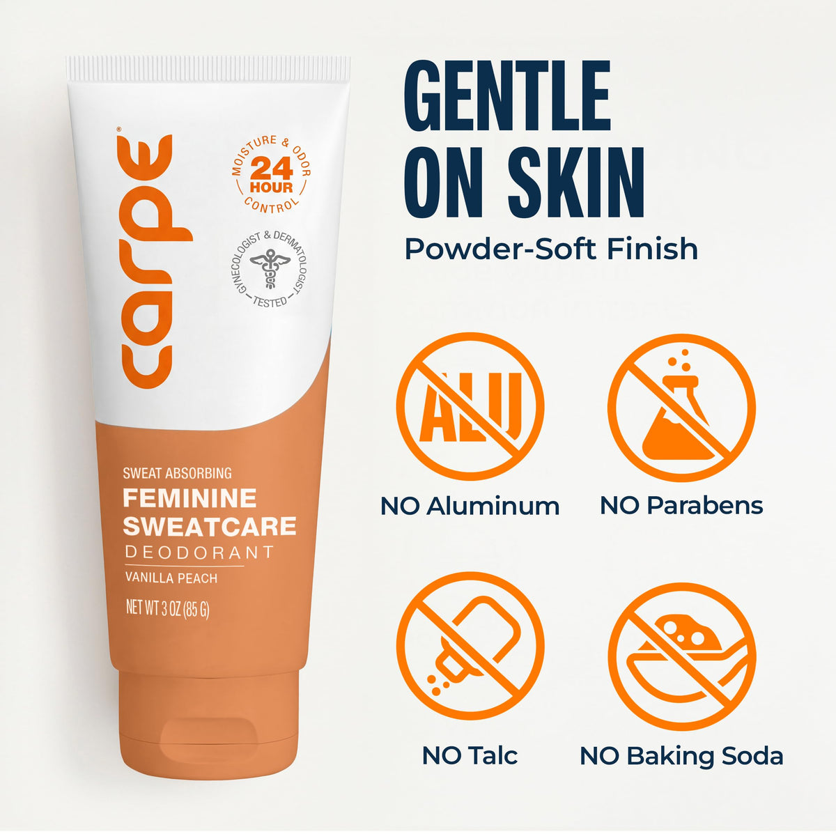 Carpe on bikini line close-up showing gentle, external-only use